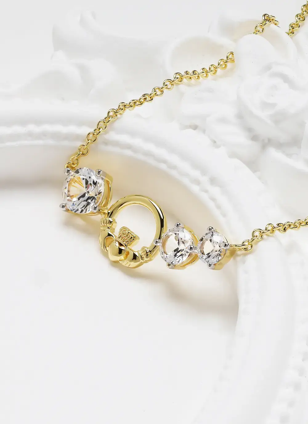 14K Gold Vermeil Claddagh Curve Necklace